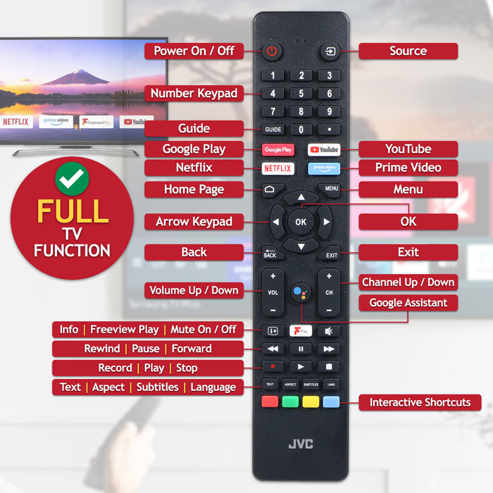 JVC RM-C3250 Voice Remote LT-40CA790 LT-40CA890 LT-43CA890 LT-50CA890 LT-55CA890 Smart TV Controller (504Q4360110)
