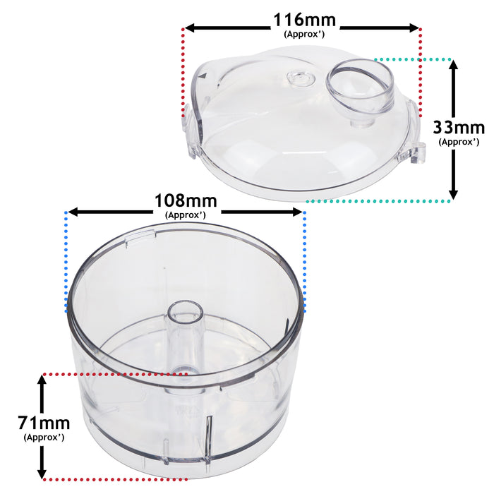 Bowl and Lid For Kenwood CH180B CH185B Mini Chopper Food Processor AS00002419