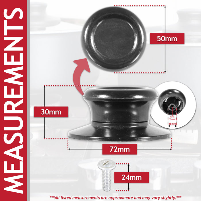 Pan Lid Knob Handle Kitchen Cookware Black Round Bakelite Hand Grip Replacements (Pack of 2)