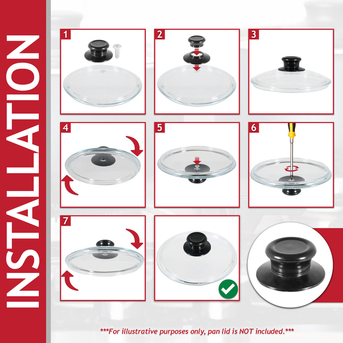 Pan Lid Knob Handle Kitchen Cookware Black Round Bakelite Hand Grip Replacement