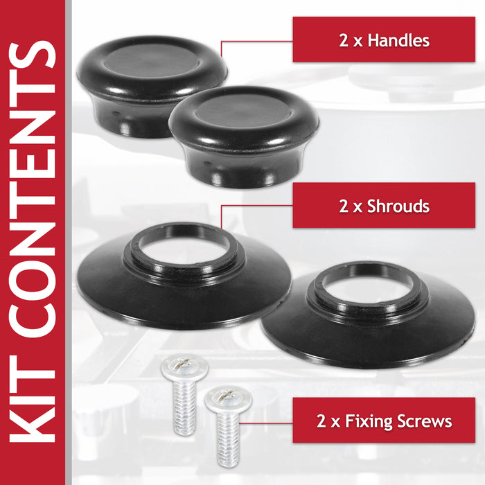 Pan Lid Knob Handle Kitchen Cookware Black Round Bakelite Hand Grip Replacements (Pack of 2)