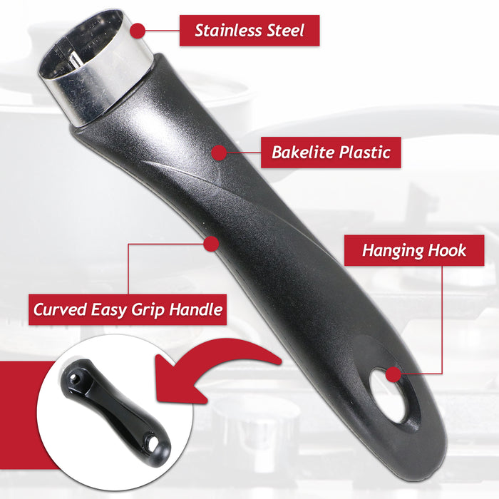 Frying Pan Handle Curved Black Bakelite Saucepan Pot Cookware Replacement (200mm)