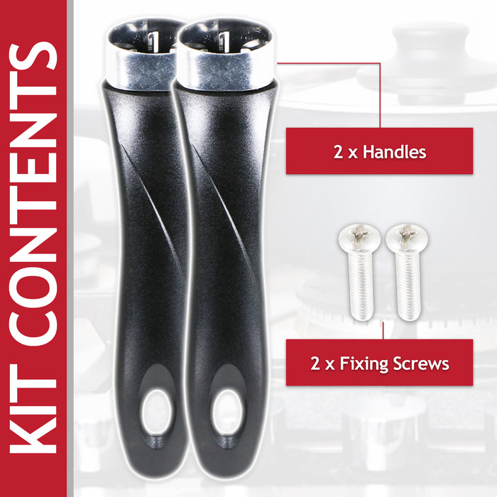 Frying Pan Handle Curved Black Bakelite Saucepan Pot Cookware Replacements (200mm, Pack of 2)