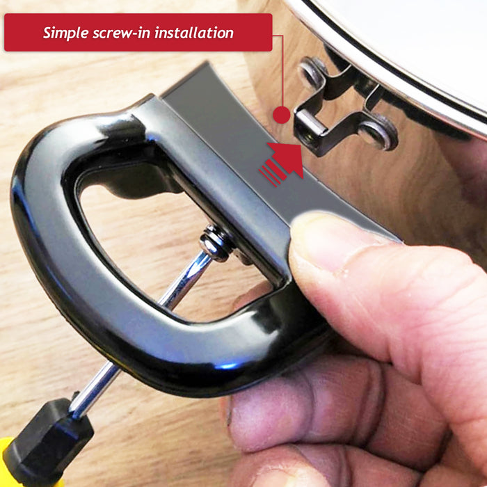 Side Pan Handle Curved Black Bakelite Saucepan Pot Steamer Pressure Cooker Cookware Grip Replacements (70mm, Pack of 2)