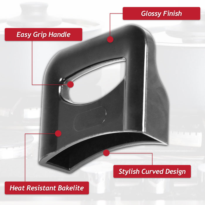 Side Pan Handle Curved Black Bakelite Saucepan Pot Steamer Pressure Cooker Cookware Grip Replacement (70mm)