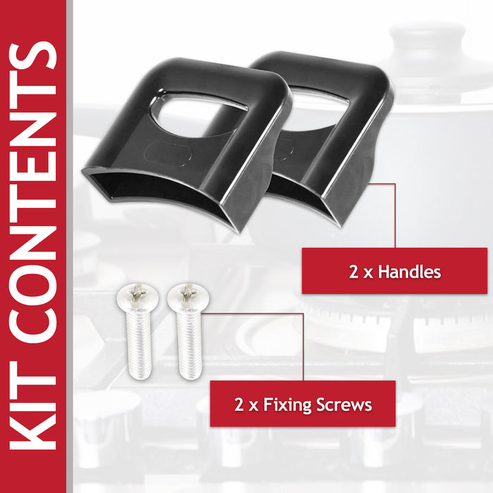 Side Pan Handle Curved Black Bakelite Saucepan Pot Steamer Pressure Cooker Cookware Grip Replacements (70mm, Pack of 2)