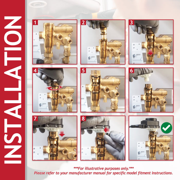 3 Way Diverter Valve Cartridge Kit for Baxi Duo Tec Combi Eco3 Luna3 Platinum Prime HT Boiler (711356900, 720003100)