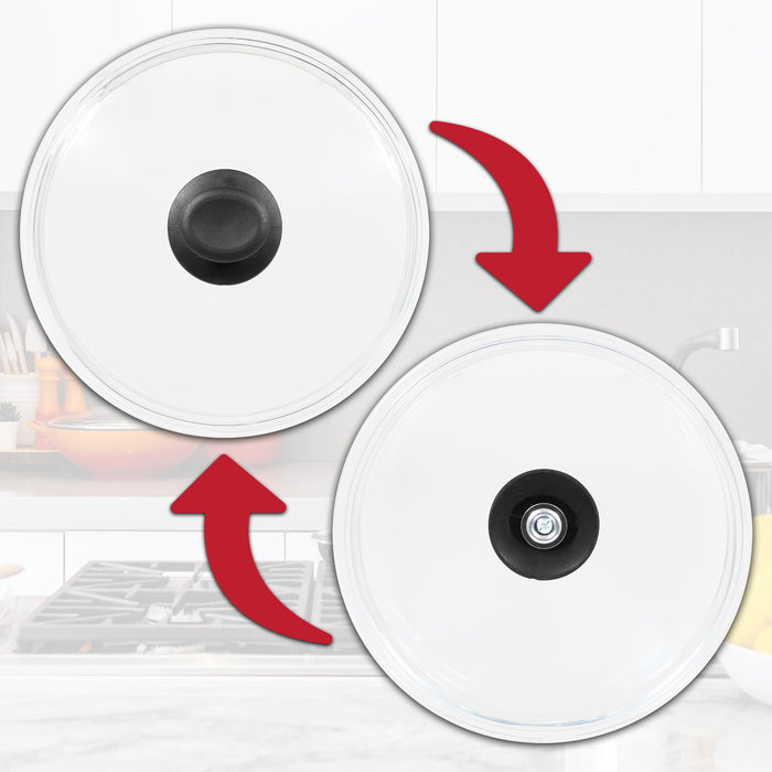 Glass Cookware Lid + Curved Handle Tempered Pan Pot Dish Cover Replacement Kit (16cm)