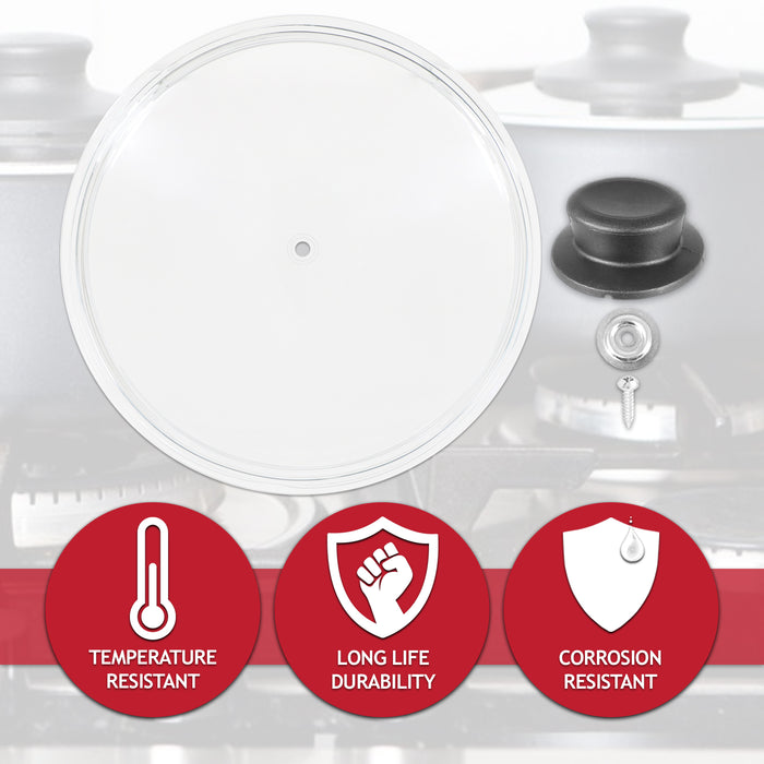 Glass Cookware Lid + Curved Handle Tempered Pan Pot Dish Cover Replacement Kit (20cm)