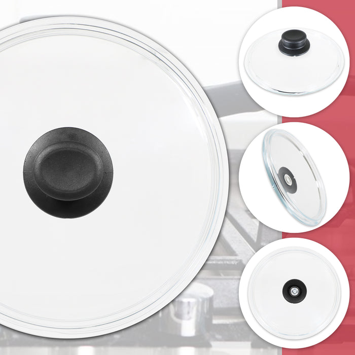 Glass Cookware Lid + Curved Handle Tempered Pan Pot Dish Cover Replacement Kit (20cm)