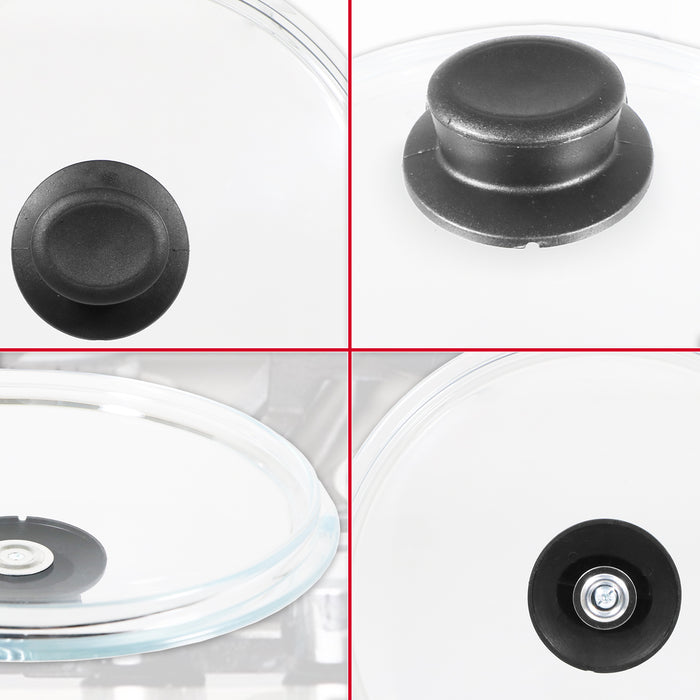 Glass Cookware Lid + Curved Handle Tempered Pan Pot Dish Cover Replacement Kit (24cm)