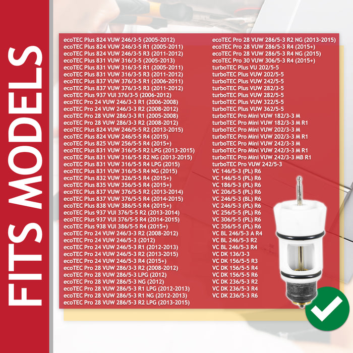Diverter Valve Repair Cartridge for Vaillant ecoTEC turboTEC Plus Pro VUW Boiler (0020132682 / 178978)