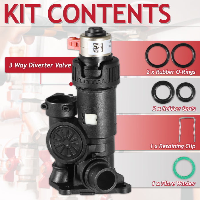 3 Way Diverter Valve Kit for Vaillant ecoTEC Plus Pro 24 28 30 824 831 837 937 VUI VUW Boiler (0020020015)