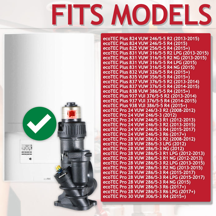 3 Way Diverter Valve Kit for Vaillant ecoTEC Plus Pro 24 28 30 824 831 837 937 VUI VUW Boiler (0020020015)