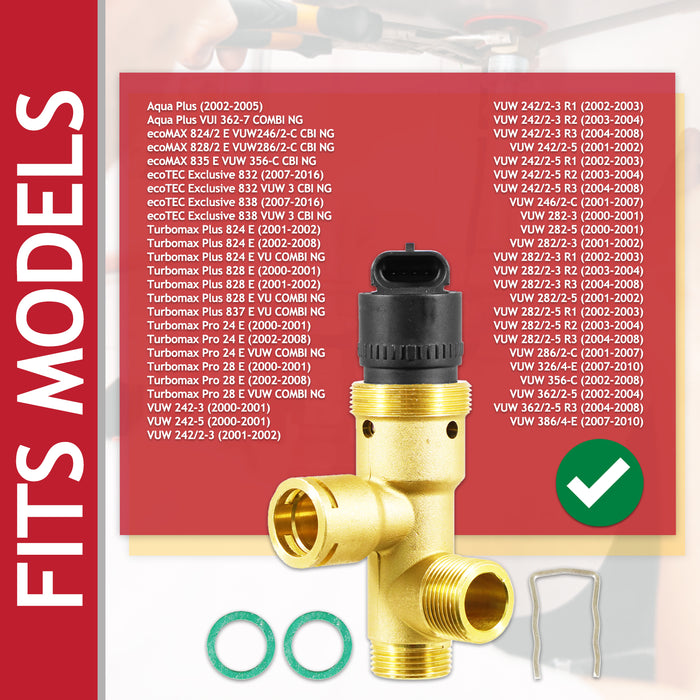 Diverter Valve Kit for Vaillant ecoMAX ecoTEC Turbomax Plus Pro VUW Combi Boiler (252457)