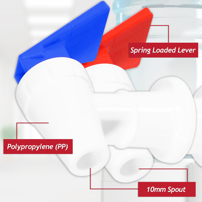 Universal Water Dispenser Tap Spigot Cooler Bottle Lever Faucet Spout Kit (Blue + Red, 15mm Internal Thread)