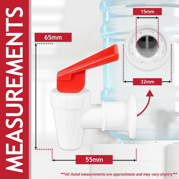 Universal Water Dispenser Tap Spigot Cooler Bottle Lever Faucet Spout (Red / Hot, 15mm Internal Thread)