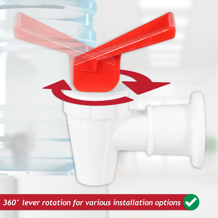 Universal Water Dispenser Tap Spigot Cooler Bottle Lever Faucet Spout (Red / Hot, 15mm Internal Thread)