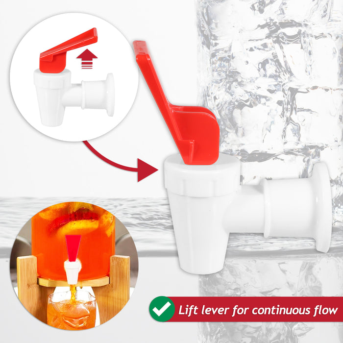 Universal Water Dispenser Tap Spigot Cooler Bottle Lever Faucet Spout (Red / Hot, 15mm Internal Thread)