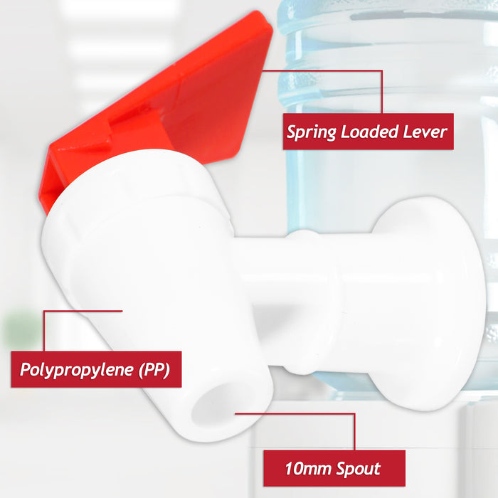 Universal Water Dispenser Tap Spigot Cooler Bottle Lever Faucet Spout (Red / Hot, 15mm Internal Thread)