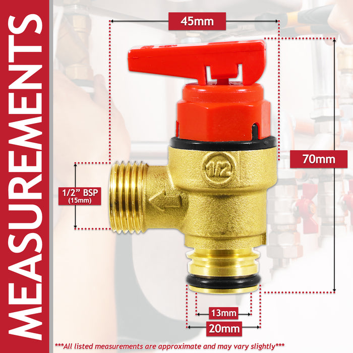 Pressure Relief Valve for Vaillant ecoFIT ecoTEC Plus Pro VU VUW Boiler 3 Bar 1/2" Safety PRV (178985)