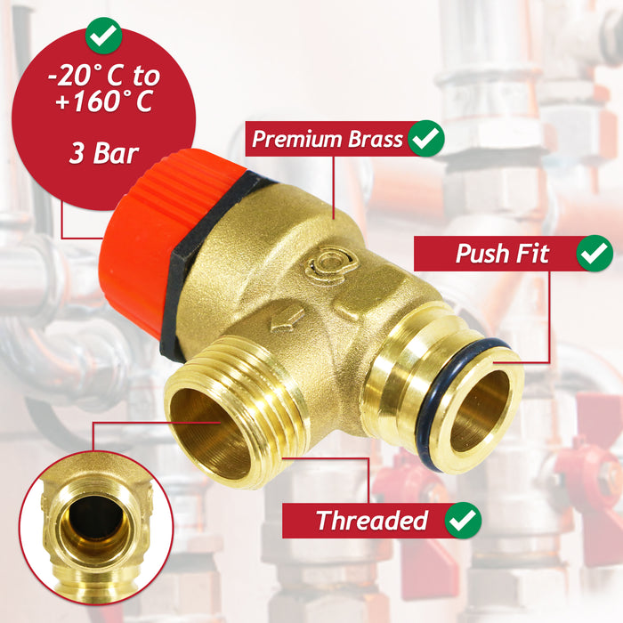 Pressure Relief Safety Valve for Baxi Boiler Bar 1/2