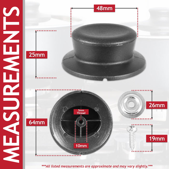 Pan Lid Knob Handle Kitchen Cookware Black Round Curved Hand Grip Replacement