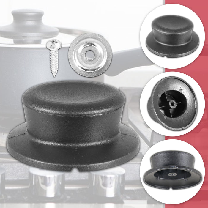 Pan Lid Knob Handle Kitchen Cookware Black Round Curved Hand Grip Replacement