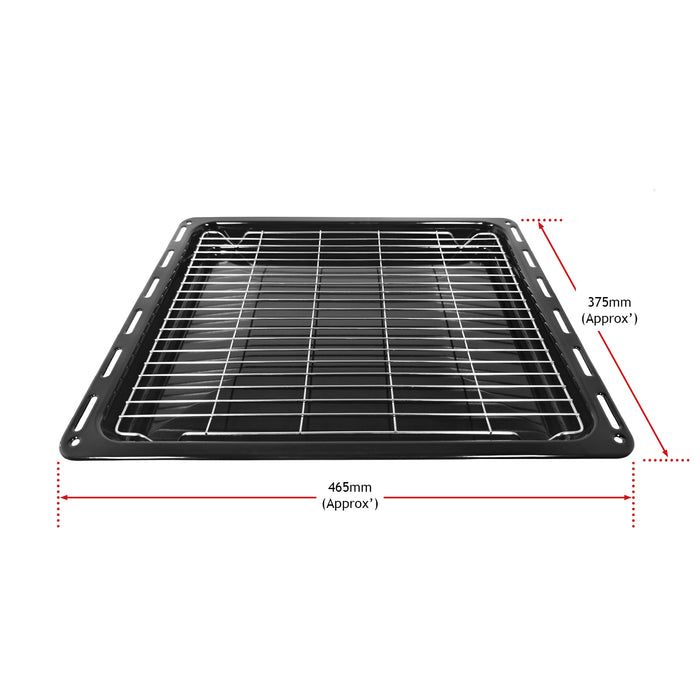 SPARES2GO Oven Grill Tray Shelf UNIVERSAL Full Width Bottom Base Pan Rack 46.5cm x 37.5cm