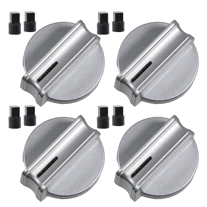 UNIVERSAL Cooker Oven Hob Silver 38mm 6mm D Fit CONTROL KNOB & ADAPTOR