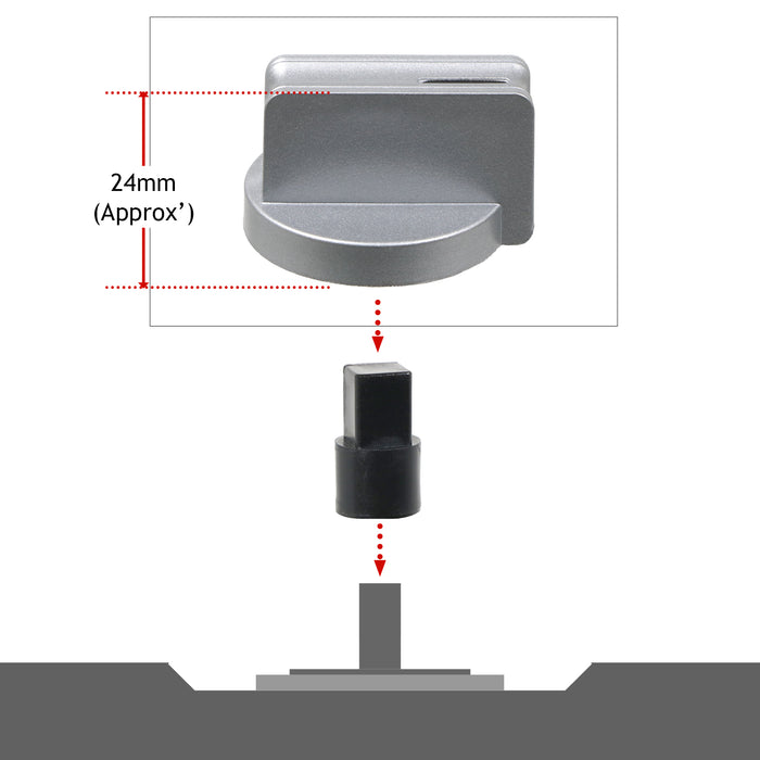 UNIVERSAL Cooker Oven Hob Silver 38mm 6mm D Fit CONTROL KNOB & ADAPTOR