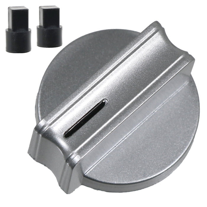 UNIVERSAL Cooker Oven Hob Silver 38mm 6mm D Fit CONTROL KNOB & ADAPTOR