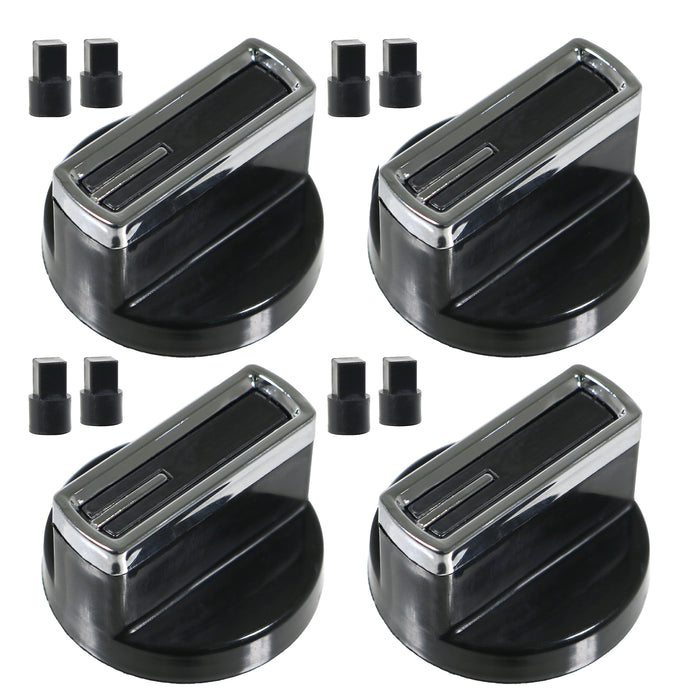 UNIVERSAL Cooker Oven Hob Gloss Black 38mm 6mm D Fit CONTROL KNOB & ADAPTOR (Copy)