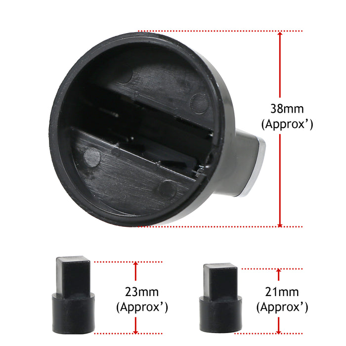 UNIVERSAL Cooker Oven Hob Gloss Black 38mm 6mm D Fit CONTROL KNOB & ADAPTOR (Copy)