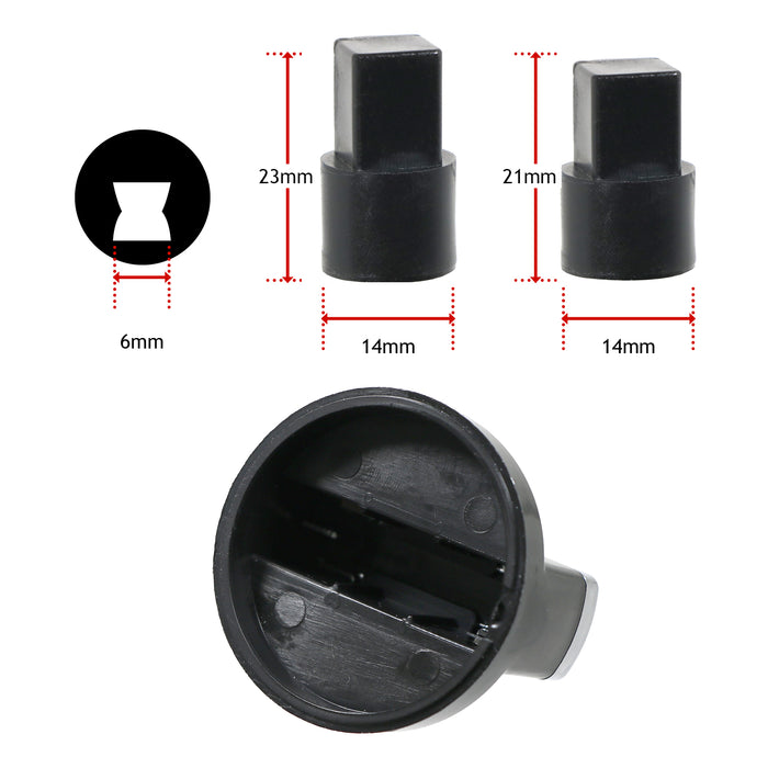 UNIVERSAL Cooker Oven Hob Gloss Black 38mm 6mm D Fit CONTROL KNOB & ADAPTOR (Copy)