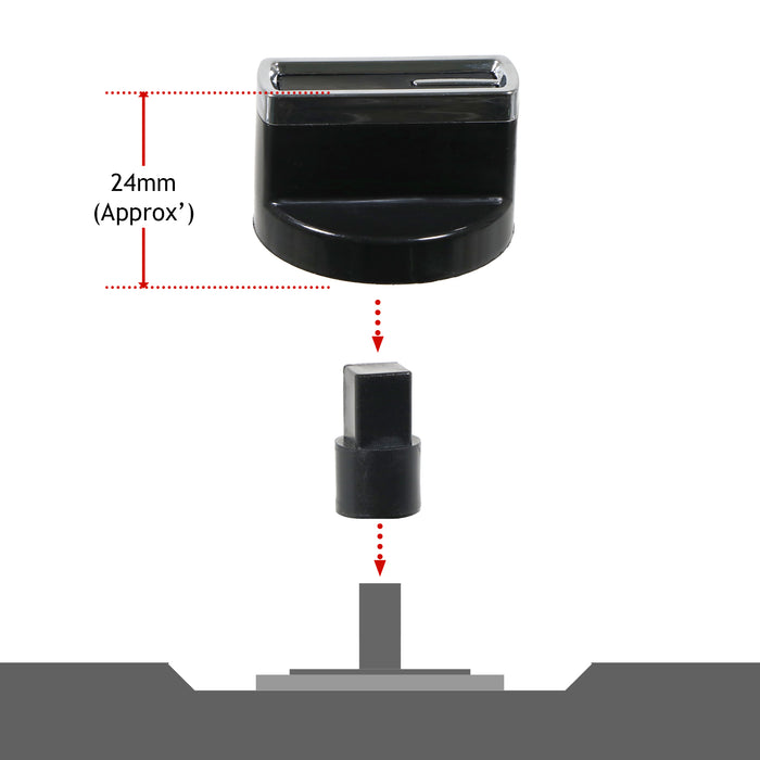 UNIVERSAL Cooker Oven Hob Gloss Black 38mm 6mm D Fit CONTROL KNOB & ADAPTOR (Copy)