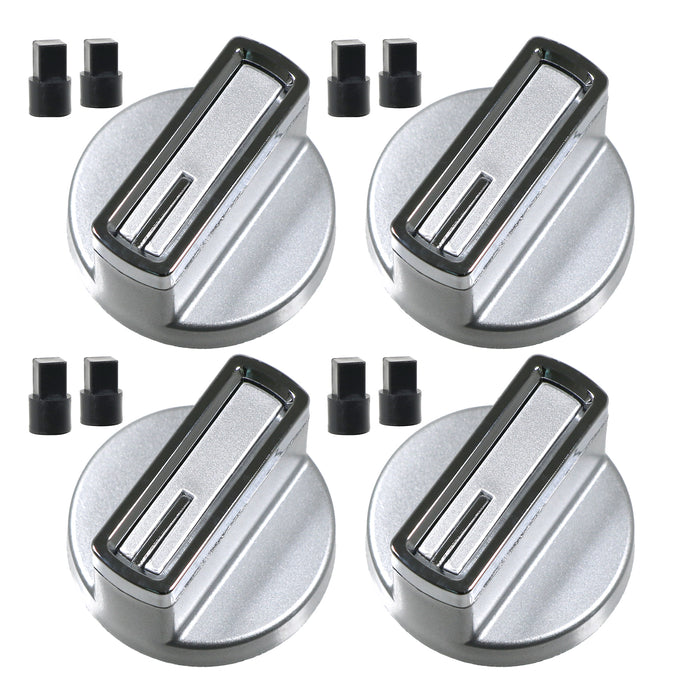 UNIVERSAL Cooker Oven Hob Silver with chrome 38mm 6mm D Fit CONTROL KNOB & ADAPTOR (Copy)