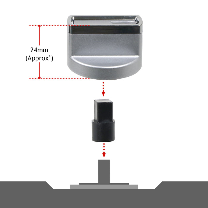 UNIVERSAL Cooker Oven Hob Silver with chrome 38mm 6mm D Fit CONTROL KNOB & ADAPTOR (Copy)