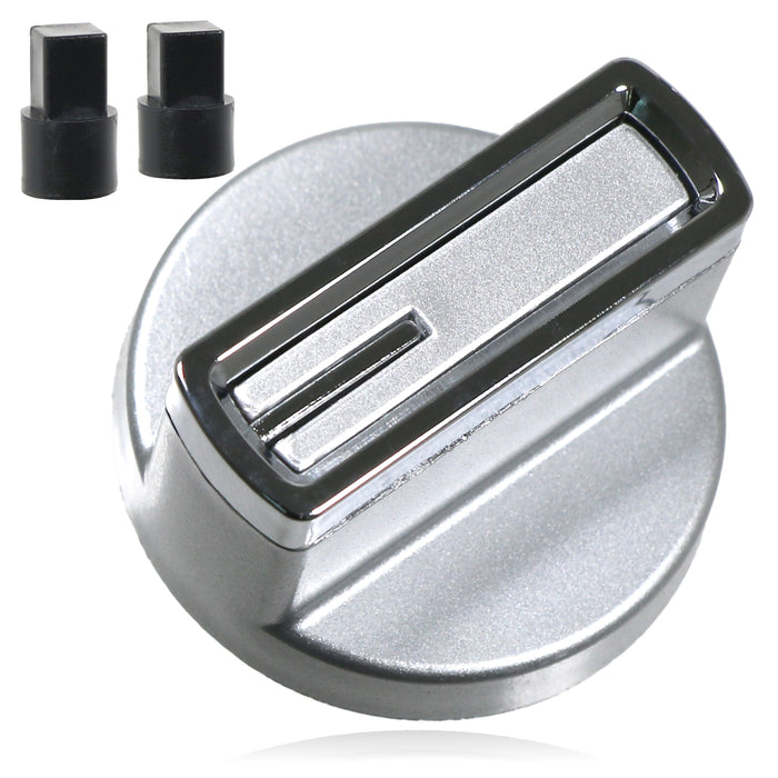 UNIVERSAL Cooker Oven Hob Silver with chrome 38mm 6mm D Fit CONTROL KNOB & ADAPTOR (Copy)