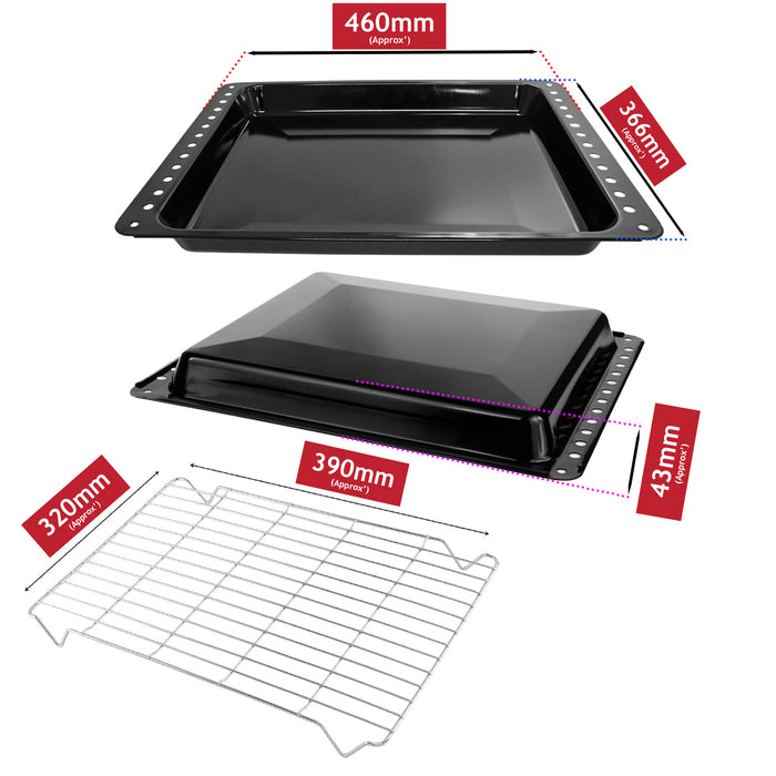 Oven Tray for Lamona LAM3200 LAM3204 LAM3401 Grill Shelf Drip Pan 460mm x 366mm + Grid Insert