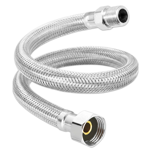 Flexible Braided Hose Pipe Washing Machine Dishwasher Toilet Cistern Stainless Steel Connector (3/4" Female x 1/2" Male, 500mm)