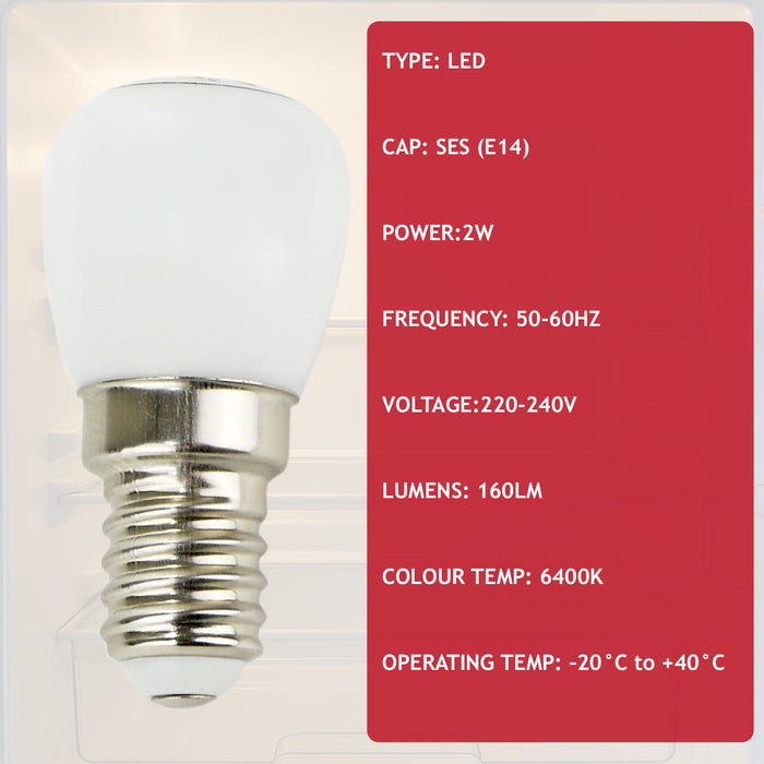 Fridge Lamp for Bosch SES E14 220-240V LED Light Bulb Fits Siemens 6400K