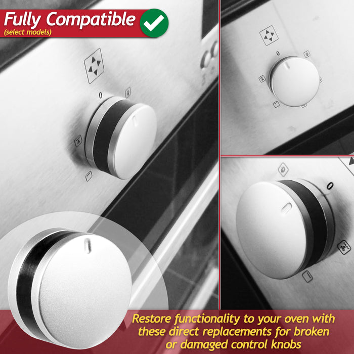 Control Knob Switch for Lamona LAM3200 LAM3207 LAM3300 LAM3404 LAM3404-1 Oven Cooker (Silver / Black, Pack of 2)