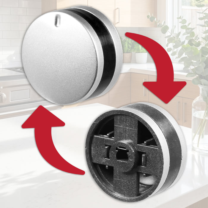 Control Knob Switch for Lamona LAM3200 LAM3207 LAM3300 LAM3404 LAM3404-1 Oven Cooker (Silver / Black, Pack of 2)