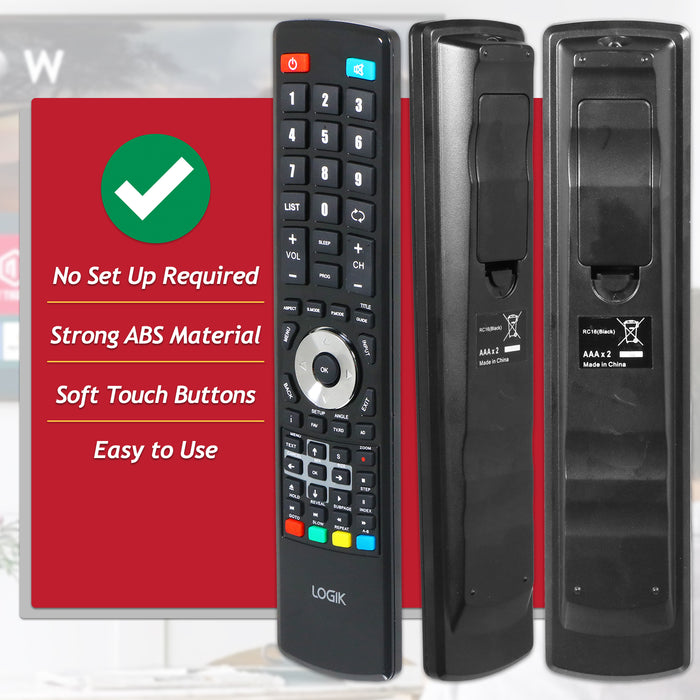 Logik RC16 TV Remote Control L19 L22 L24 L26 L29 L32 L39 L46 Replacement Television Controller (504Q2418101)