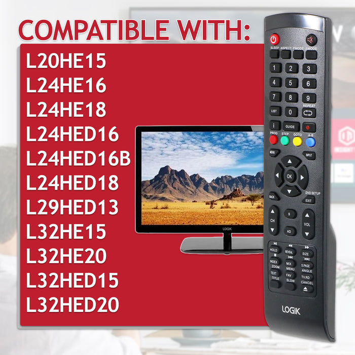 Logik L29HED13 TV Remote Control L20 L24 L29 L32 Replacement Television Controller (9912170965)