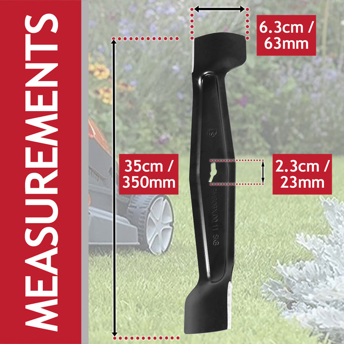 Metal Blade 35cm + Drill Sharpener for MacAllister MEB 1335K MLM 1300 MLMP 1300 Lawnmower