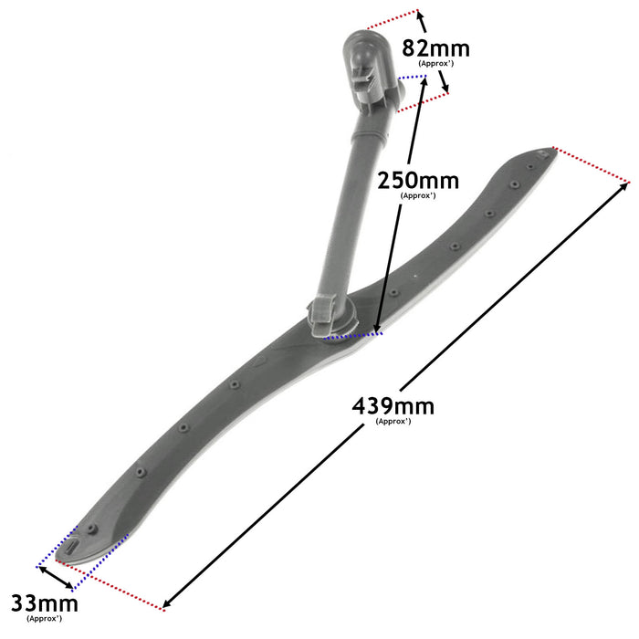 Upper Middle Spray Arm for Curry's Essentials Dishwasher CDW60B16A CDW60S16A CDW60W16A CID60W16 CID60W16A