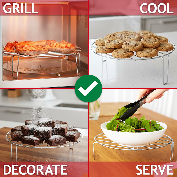 Universal Microwave Grill Wire Rack Stainless Steel Turntable Stand for 17L 18L 19L 20L Models (210mm)
