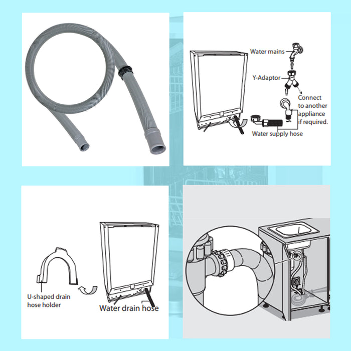 White Knight Dishwasher Hose DW1045WA DW1460WA 21mm Straight Drain